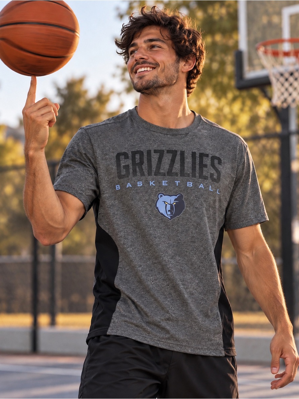 NBA Memphis Grizzlies Gray and Blue Team Short Sleeve Tee
